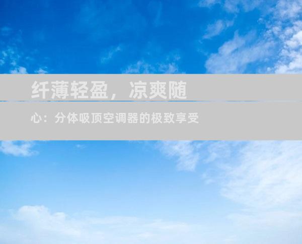 纤薄轻盈，凉爽随心：分体吸顶空调器的极致享受